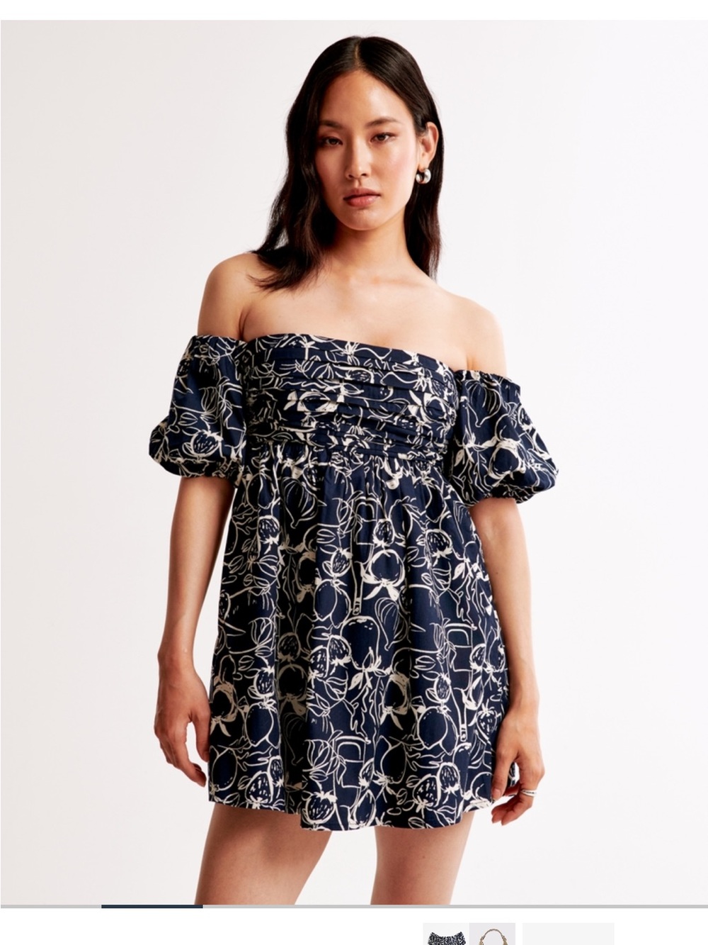Abercrombie and Fitch navy blue off the shoulder skort dress